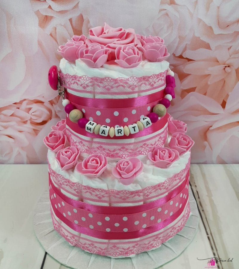 Tumeroosa väike mähkmetort lutiketiga Tumeroosa väike mähkmetort lutiketiga