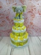 kollane mähkmetort elevandiga