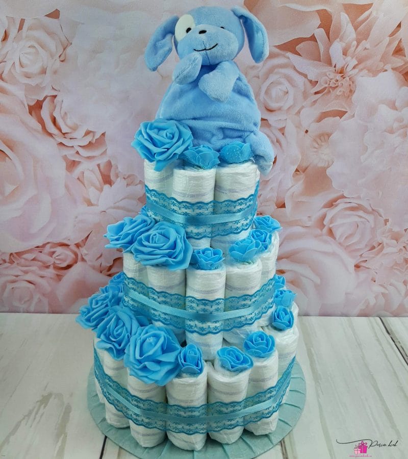 sinine mähkmetort kaisukoeraga