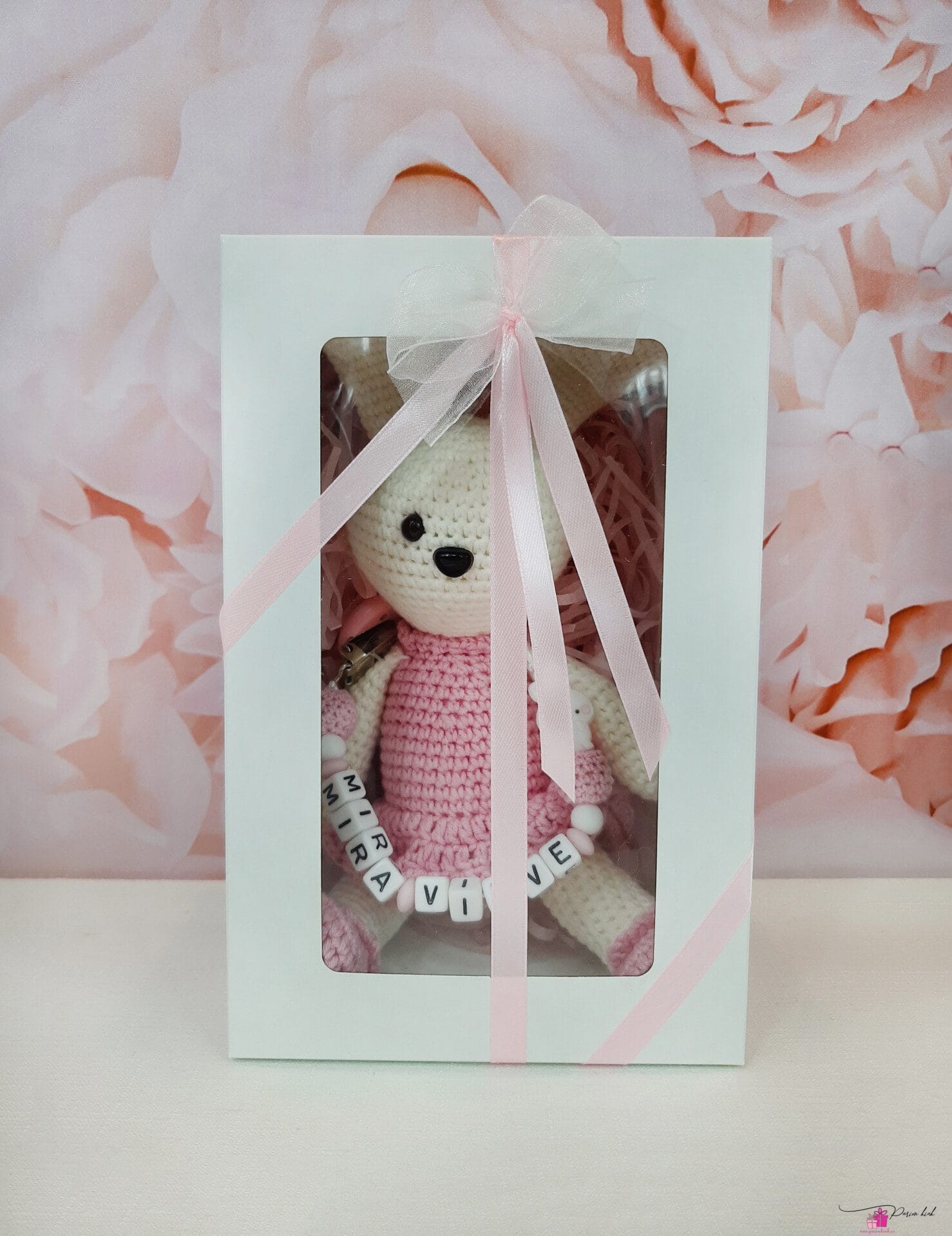 Roosa-Valge Amigurumi Jänes ja Lutikett 3