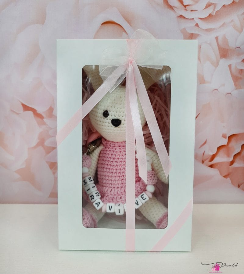 Roosa-Valge Amigurumi Jänes ja Lutikett 3 Roosa-Valge Amigurumi Jänes ja Lutikett 3