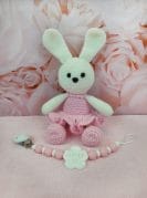 Roosa-Valge Amigurumi Jänes ja lutikett