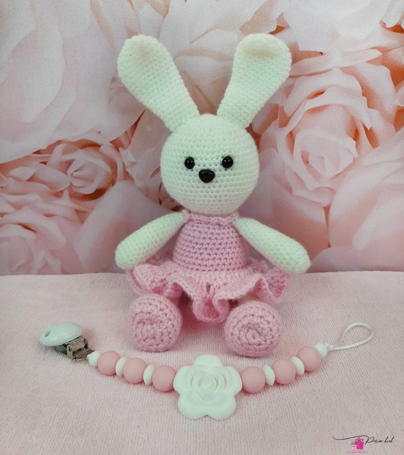 Roosa-Valge Amigurumi Jänes ja lutikett Roosa-Valge Amigurumi Jänes ja lutikett