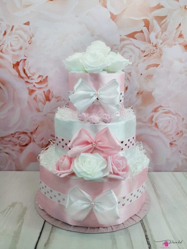 Roosa-Valge Mähkmetort Lipsudega