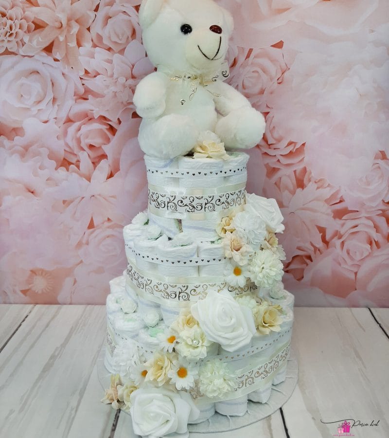 Valge mähkmetort LED karuga 2 Valge mähkmetort LED karuga 2