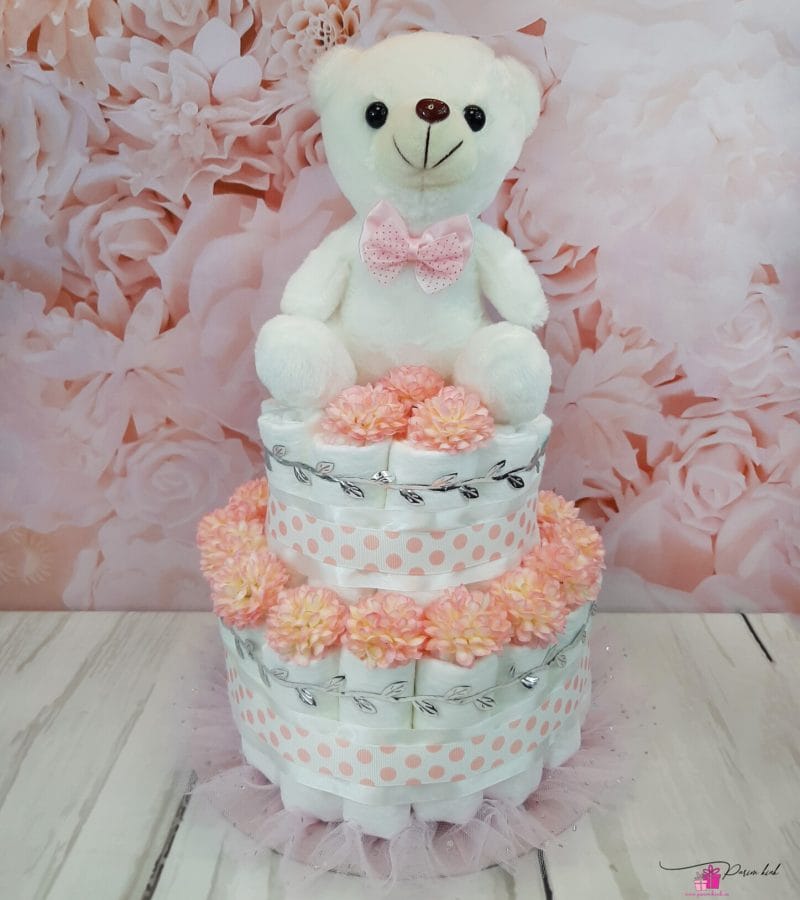 Heleroosa Mähkmetort Valge Karuga 5