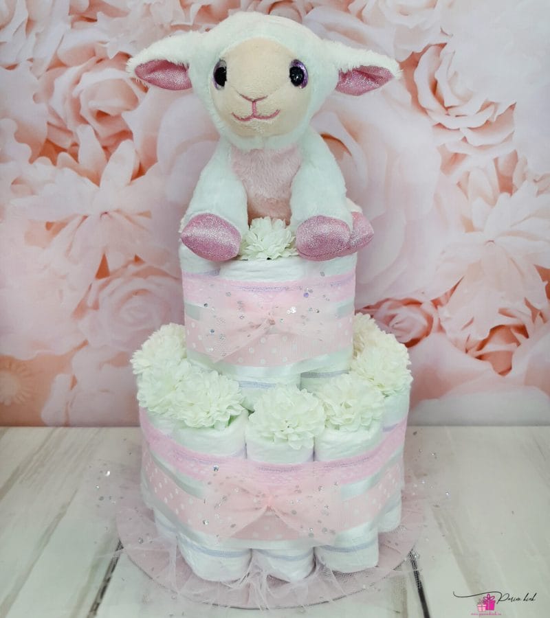 Roosa väike mähkmetort lambaga 1