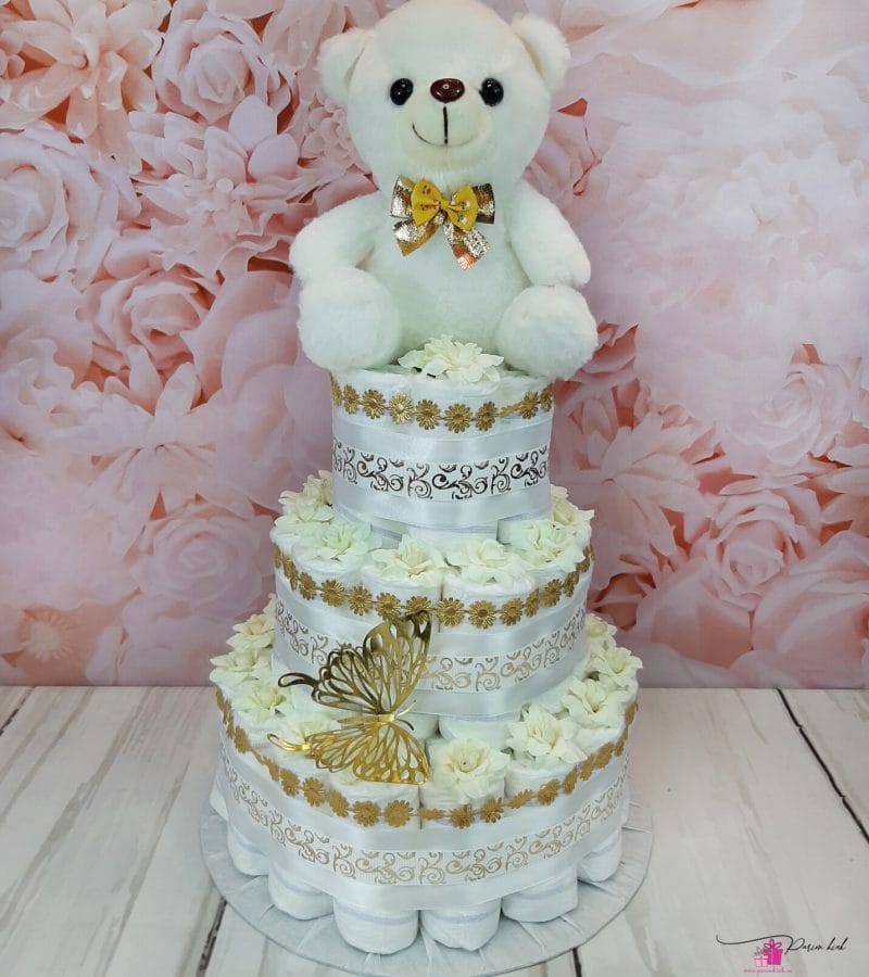 kuldne mähkmetort led karuga