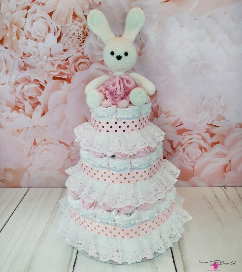 roosa mähkmetort amigurumi jänesega 12