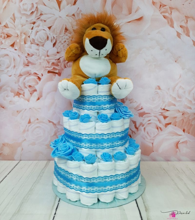 sinine mähkmetort käpiknukuga