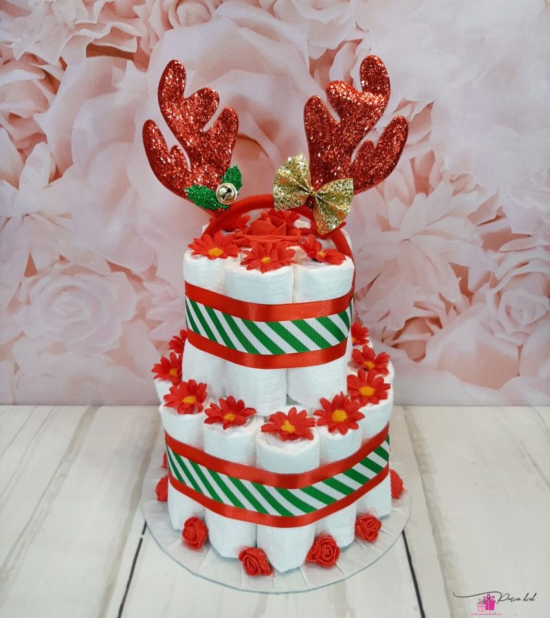 Jõulu mähketort põhjapõdra peavõruga 3 Jõulu mähketort põhjapõdra peavõruga 3