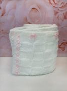 Käsitöö beebitekk roosade või siniste lipsudega 1