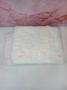 Käsitöö beebitekk roosade või siniste lipsudega 2