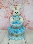 Sinine mähkmetort heegeldatud jänkuga