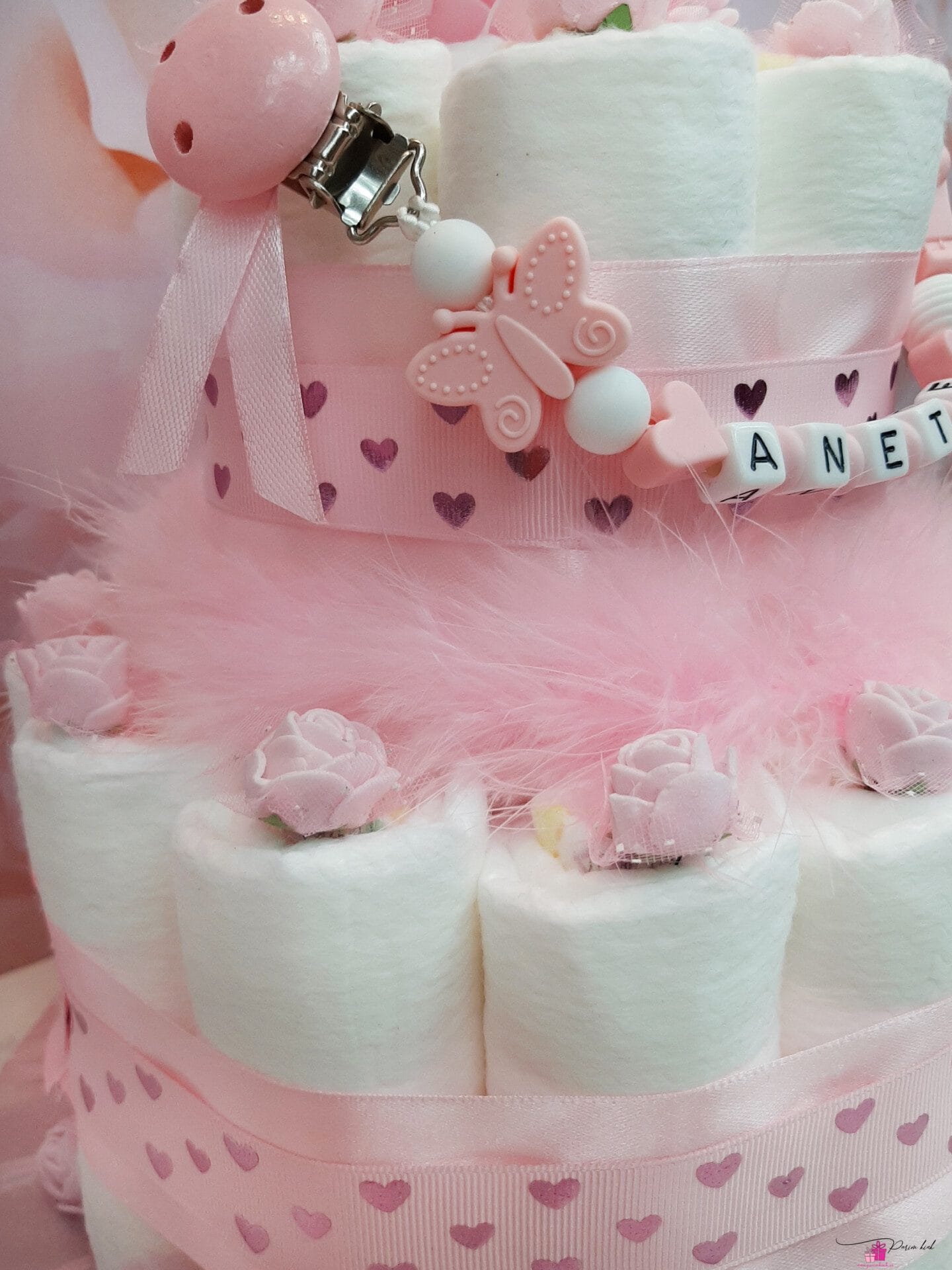 heleroosa väike mähkmetort lutiketiga