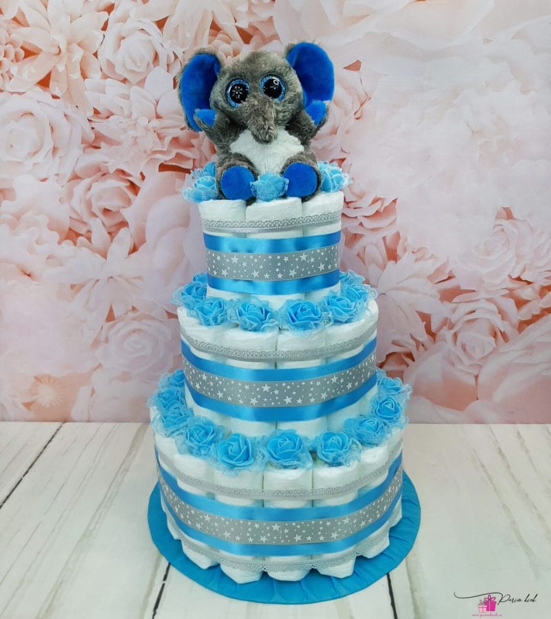 sinine mähkmetort elevandiga