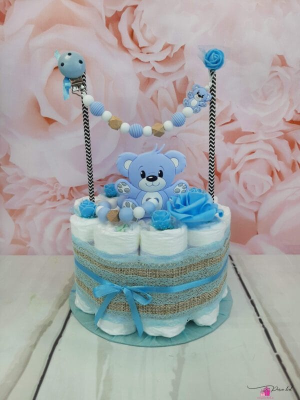 Sinine mähkmetort närimisrõnga ja lutiketiga