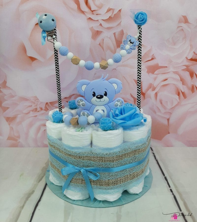 Sinine mähkmetort närimisrõnga ja lutiketiga