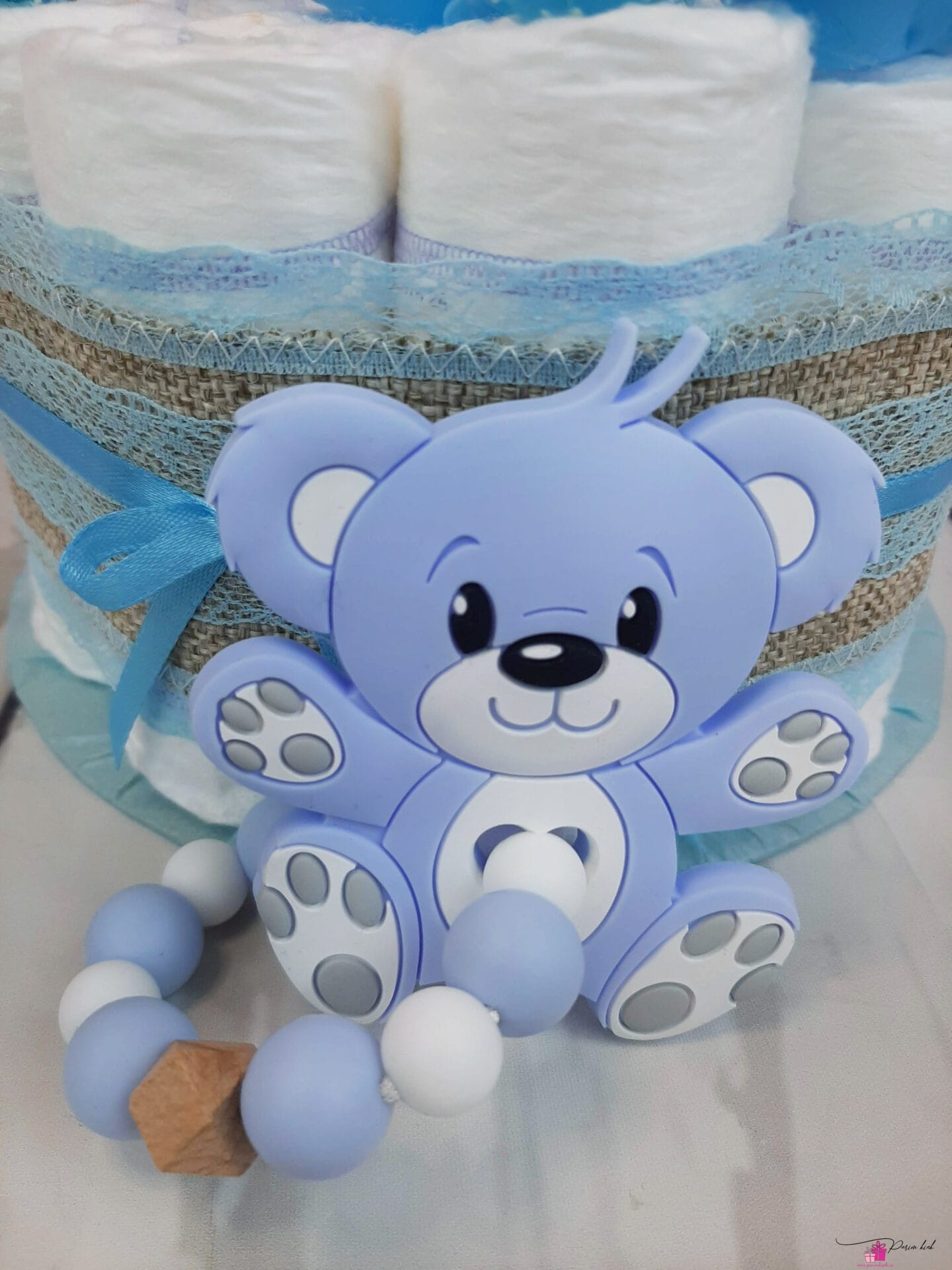 Sinine mähkmetort närimisrõnga ja lutiketiga 2