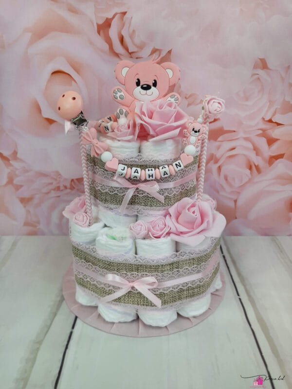 Roosa mähkmetort närimisrõnga ja lutiketiga 4