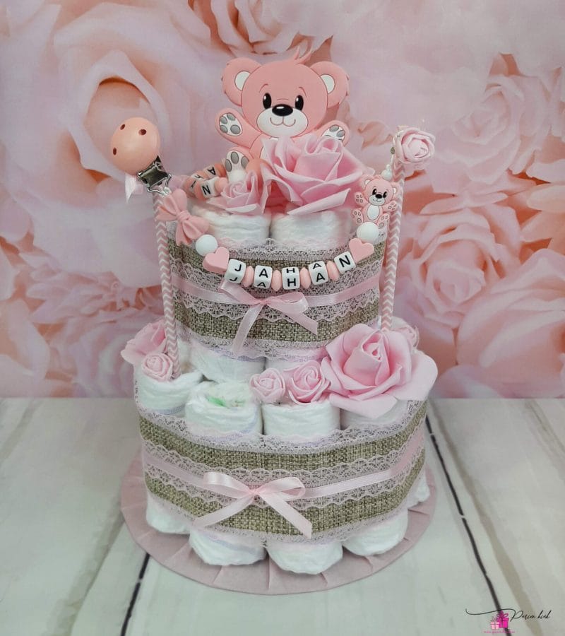 Roosa mähkmetort närimisrõnga ja lutiketiga 4