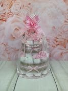 Roosa mähkmetort närimisrõnga ja lutiketiga