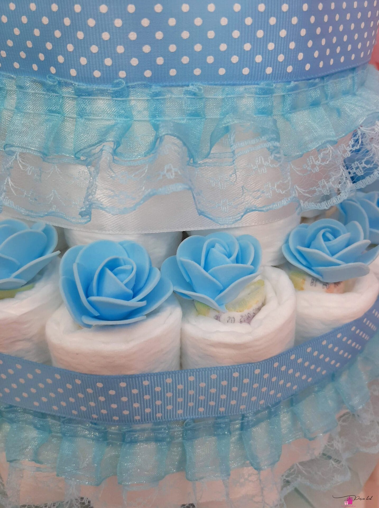 Sinine mähkmetort valge karuga 1