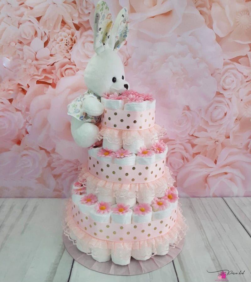 Roosa-Kuldne mähkmetort jänesega 1-4 Roosa-Kuldne mähkmetort jänesega 1-4