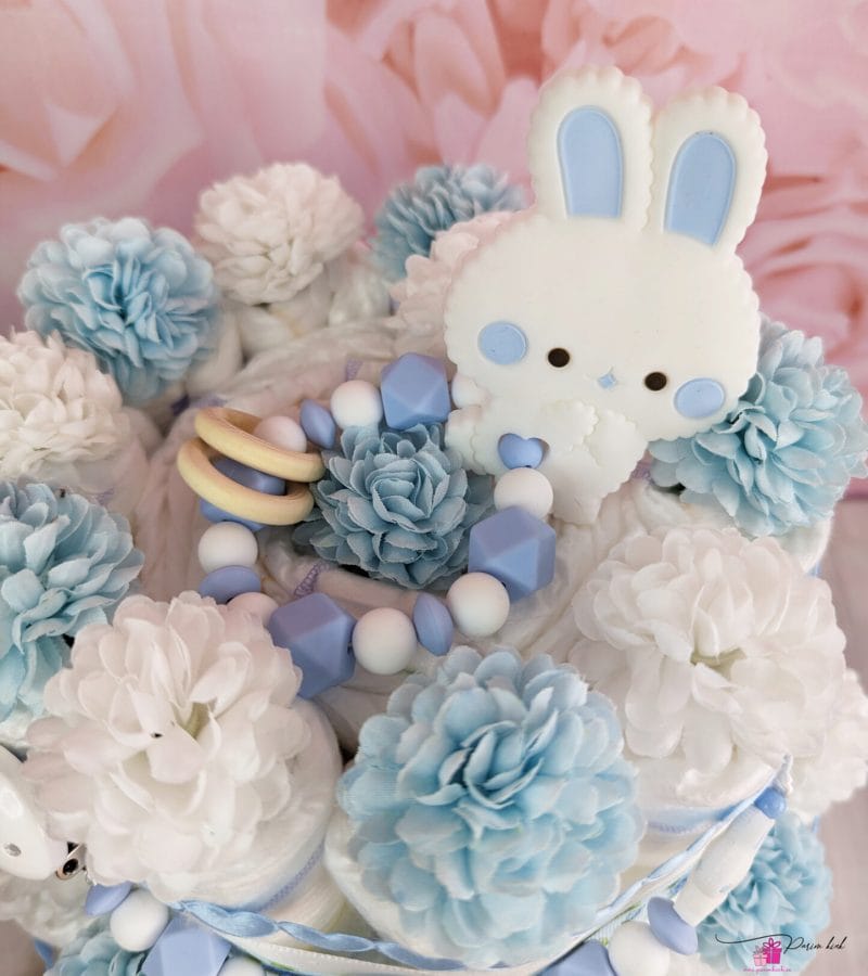 Sinine mähkmetort lutiketi ja närimisrõngaga 2 Sinine mähkmetort lutiketi ja närimisrõngaga 2