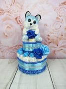 sinine mähkmetort huskyga