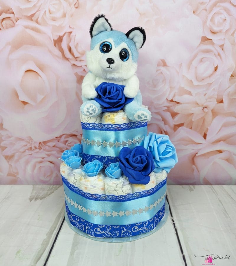 sinine mähkmetort huskyga