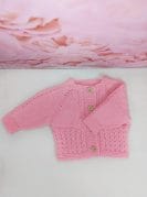 roosa käsitööna kootud kampsun 1