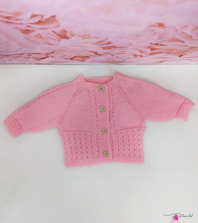 roosa käsitööna kootud kampsun roosa käsitööna kootud kampsun