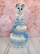 helesinine mähkmetort huskyga