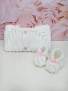 käsitööna kootud kampsun ja papud tüdrukule 1