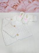 käsitööna kootud kampsun ja papud tüdrukule 2