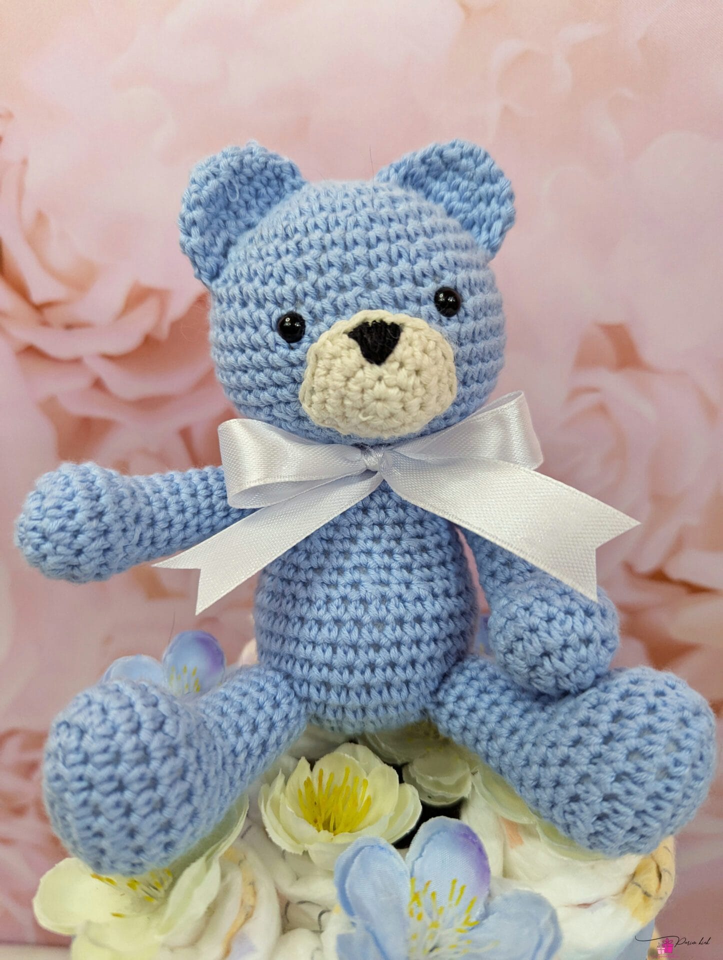 sinine mähkmetort amigurumi karuga 1