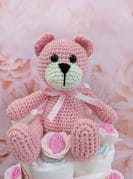 roosa mähkmetort amigurumi karuga 2