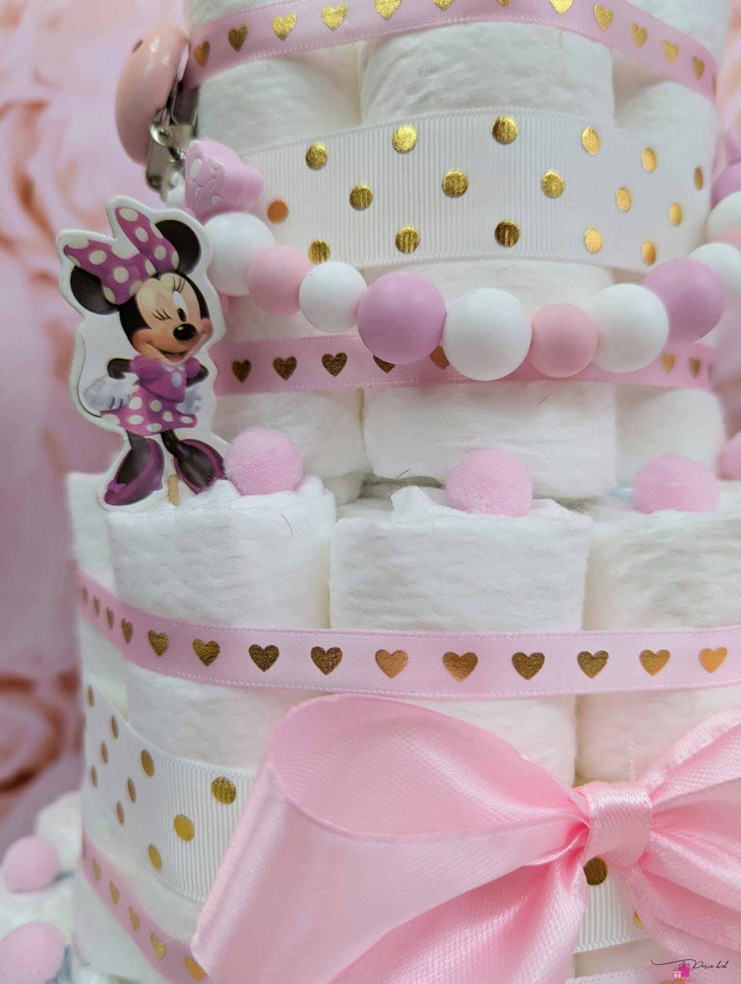 Heleroosa täpiline mähkmetort lutiketiga 1