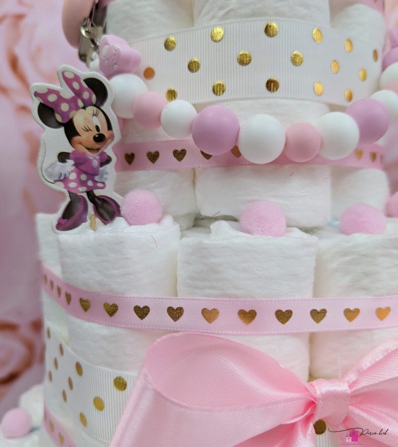 Heleroosa täpiline mähkmetort lutiketiga 1 Heleroosa täpiline mähkmetort lutiketiga 1