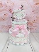 Heleroosa täpiline mähkmetort lutiketiga 16