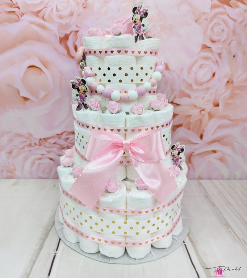 Heleroosa täpiline mähkmetort lutiketiga 16 Heleroosa täpiline mähkmetort lutiketiga 16