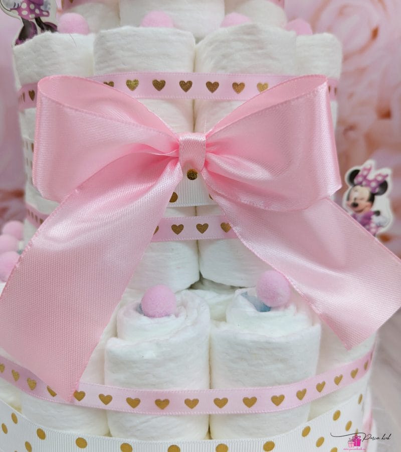 Heleroosa täpiline mähkmetort lutiketiga Heleroosa täpiline mähkmetort lutiketiga