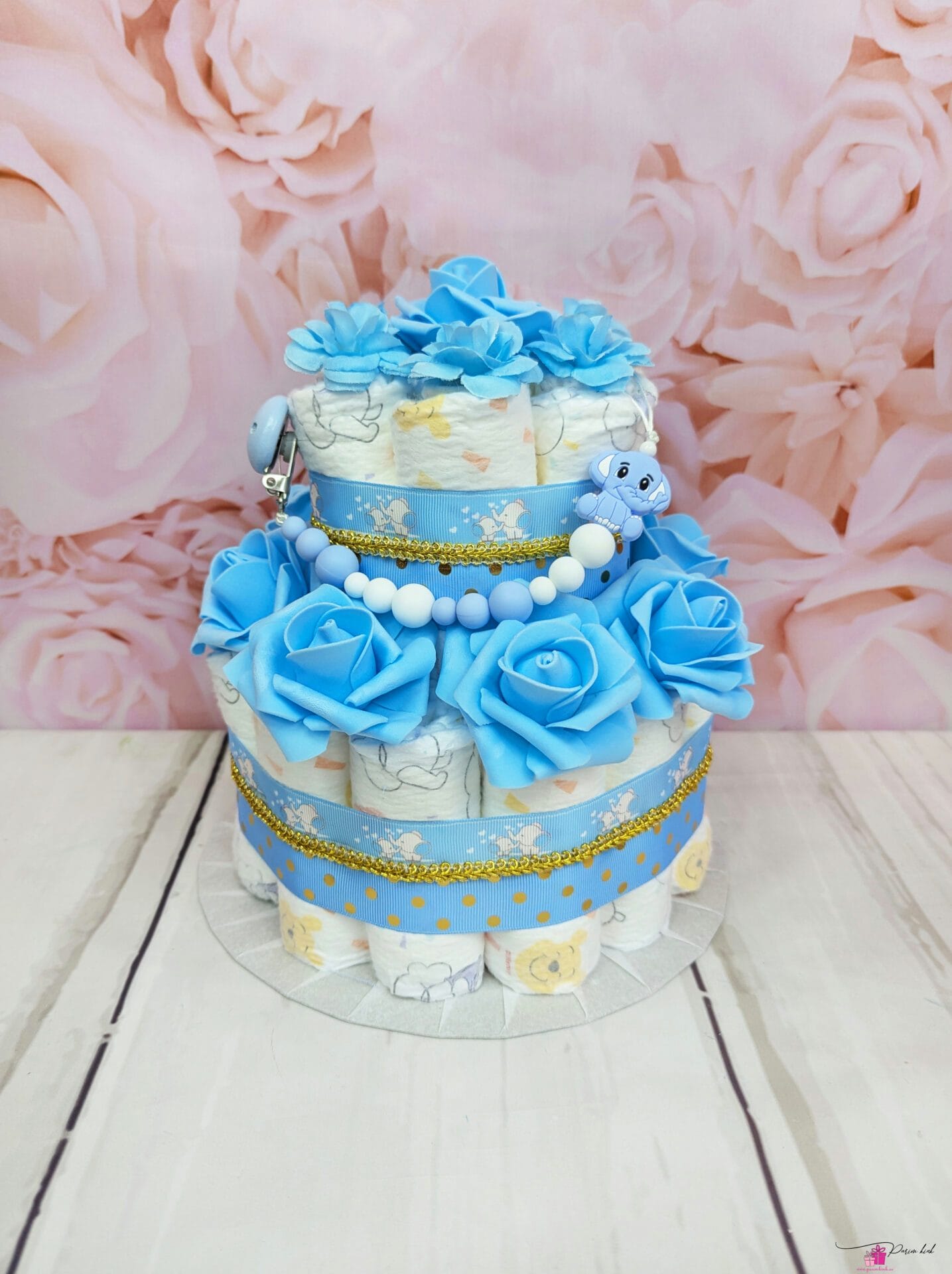 sinine täpiline mähkmetort lutiketiga