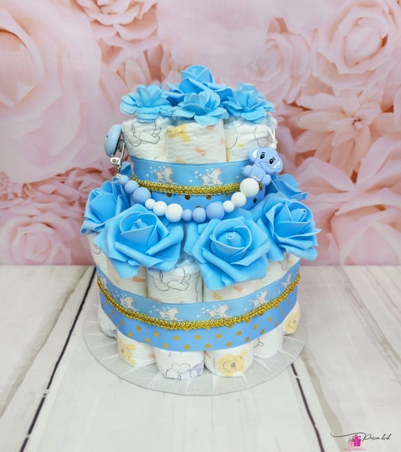 sinine täpiline mähkmetort lutiketiga