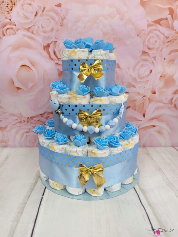 kuldne-sinine mähkmetort lutiketiga