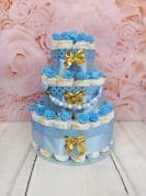 kuldne-sinine mähkmetort lutiketiga