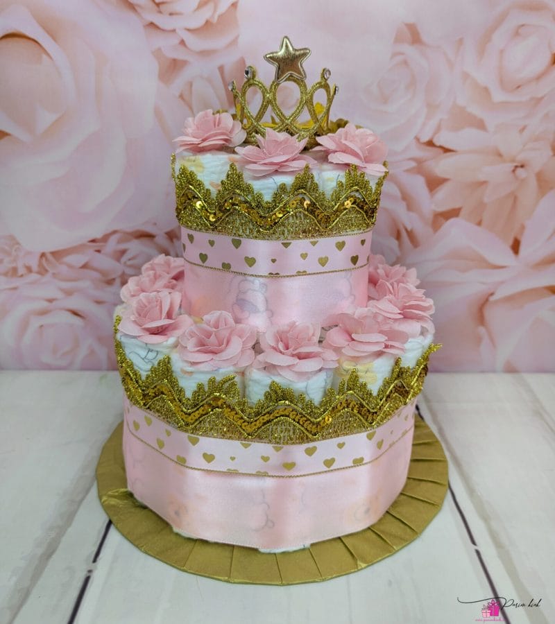 Roosa-Kuldne mähkmetort krooniga. 2jpg