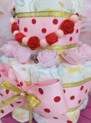 Roosa täpiline mähkmetort lutiketiga 1