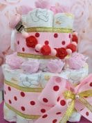 Roosa täpiline mähkmetort lutiketiga 2